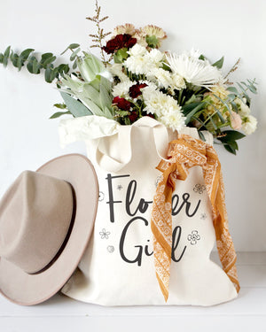 Flower Girl Wedding Cotton Canvas Tote Bag