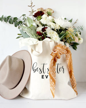Best Sister Ever Cotton Canvas Tote Bag