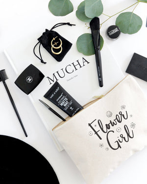Flower Girl Cotton Canvas Cosmetic Bag