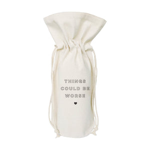 Things Could Be Worse Cotton Canvas Wine Bag
