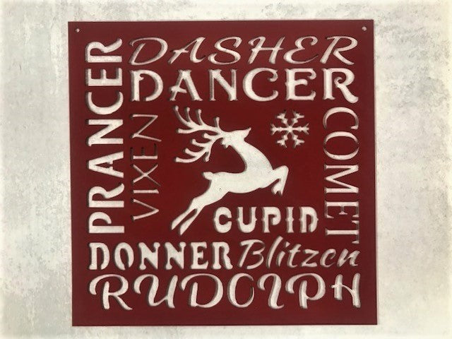 Christmas Reindeer Metal Sign