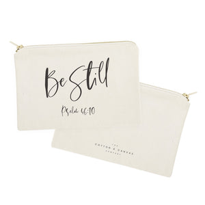 Be Still, Psalm 46:10 Cotton Canvas Cosmetic Bag