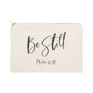 Be Still, Psalm 46:10 Cotton Canvas Cosmetic Bag