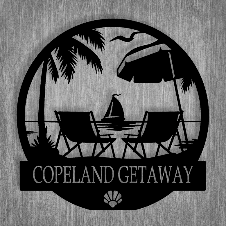 Beach Monogram Metal Sign