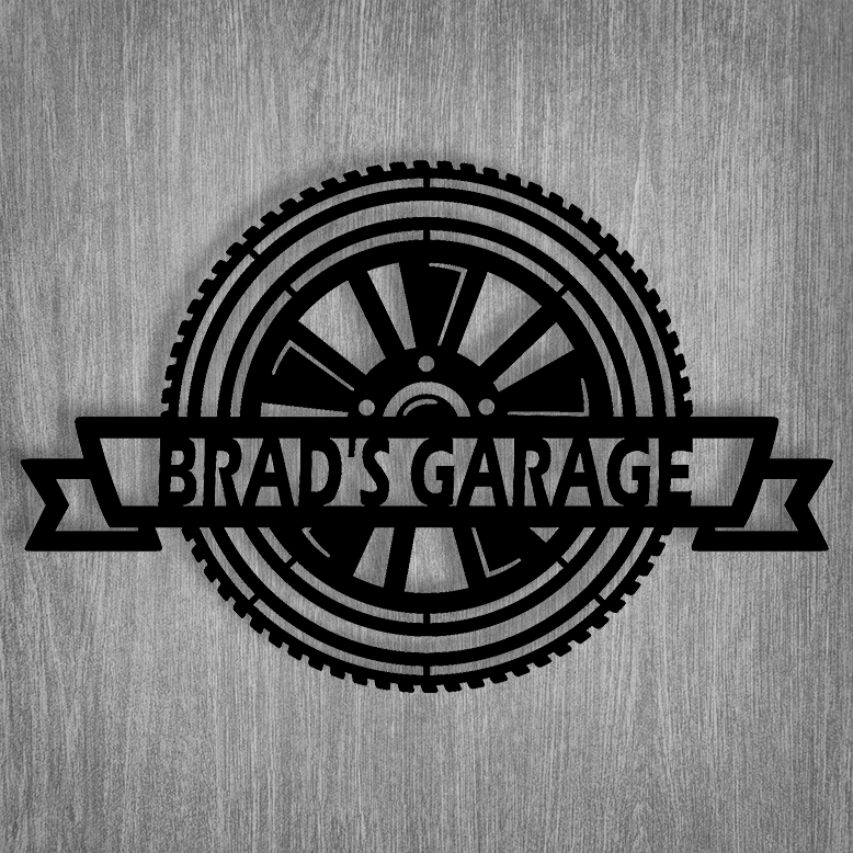 Personalized Garage Sign with Tire