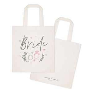 Floral Bride Wedding Cotton Canvas Tote Bag