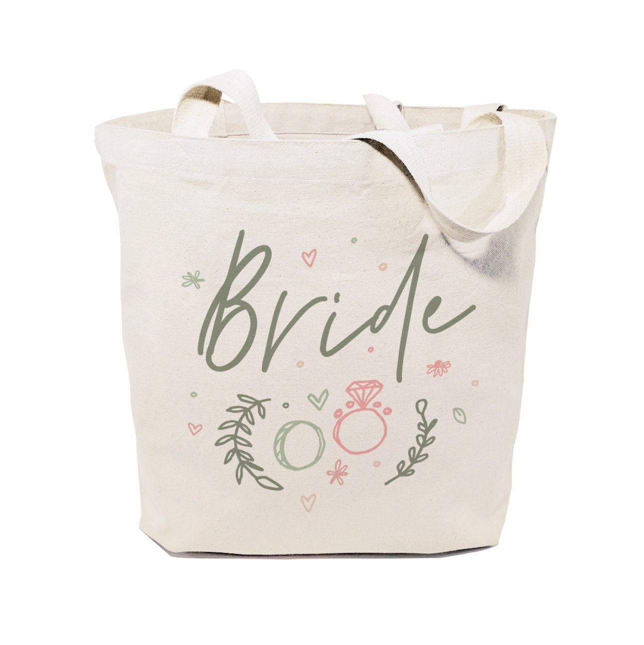 Floral Bride Wedding Cotton Canvas Tote Bag
