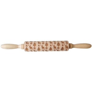 Christmas Rolling Pin Wooden Christmas Embossing
