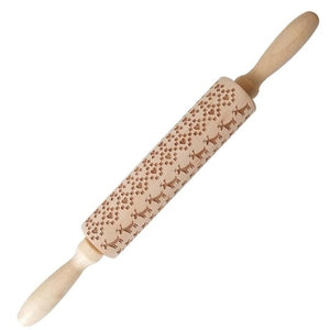 Christmas Rolling Pin Wooden Christmas Embossing