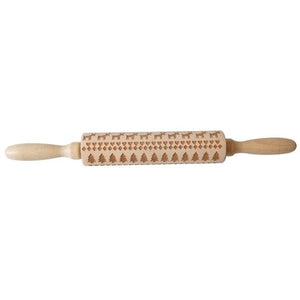 Christmas Rolling Pin Wooden Christmas Embossing