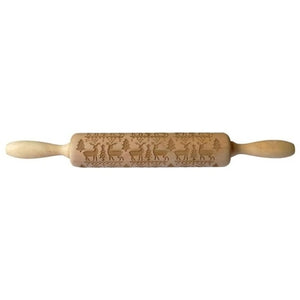 Christmas Rolling Pin Wooden Christmas Embossing