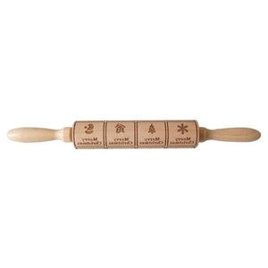 Christmas Rolling Pin Wooden Christmas Embossing