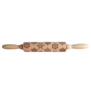 Christmas Rolling Pin Wooden Christmas Embossing