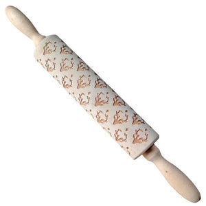 Christmas Rolling Pin Wooden Christmas Embossing