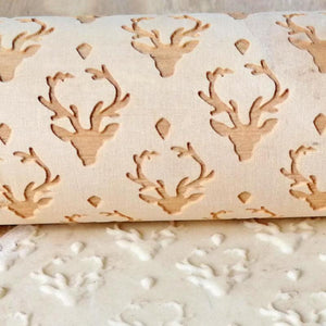 Christmas Rolling Pin Wooden Christmas Embossing