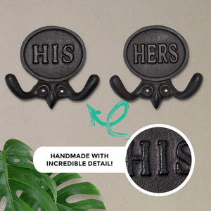 Set of 2 His and Hers Towel Hooks, 5.8"