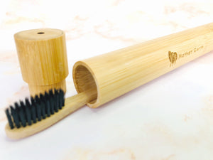 Bamboo Toothbrush + Bamboo crafted Travel Case
