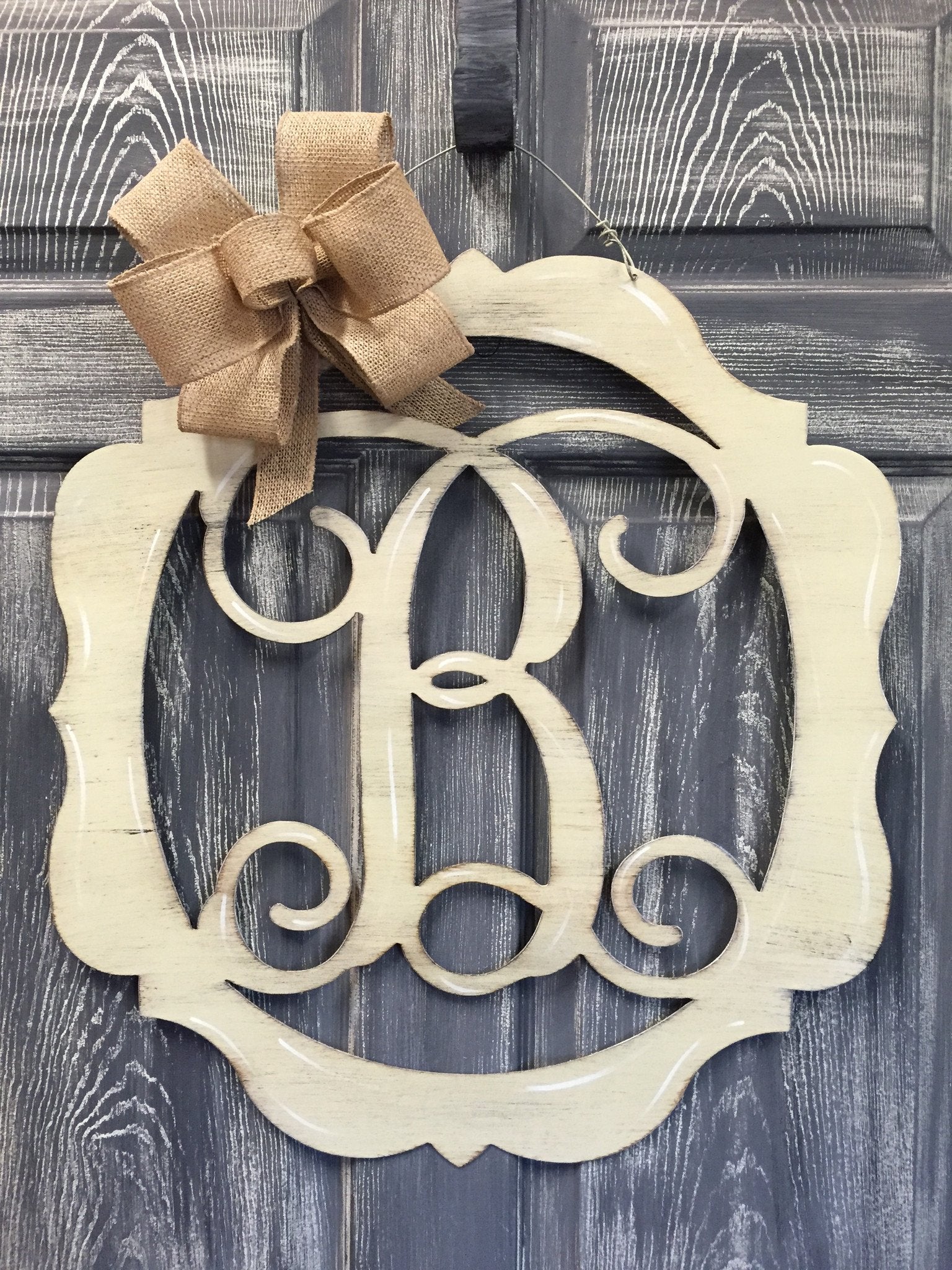 Monogrammed Mirrored Initial Door Hanger 23"x21" More Colors Available