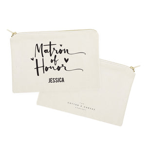 Personalized Matron of Honor Cotton Canvas Cosmetic Bag