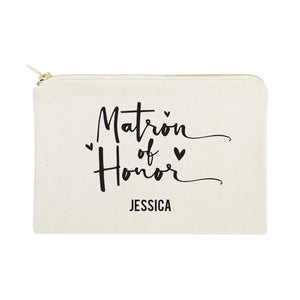 Personalized Matron of Honor Cotton Canvas Cosmetic Bag