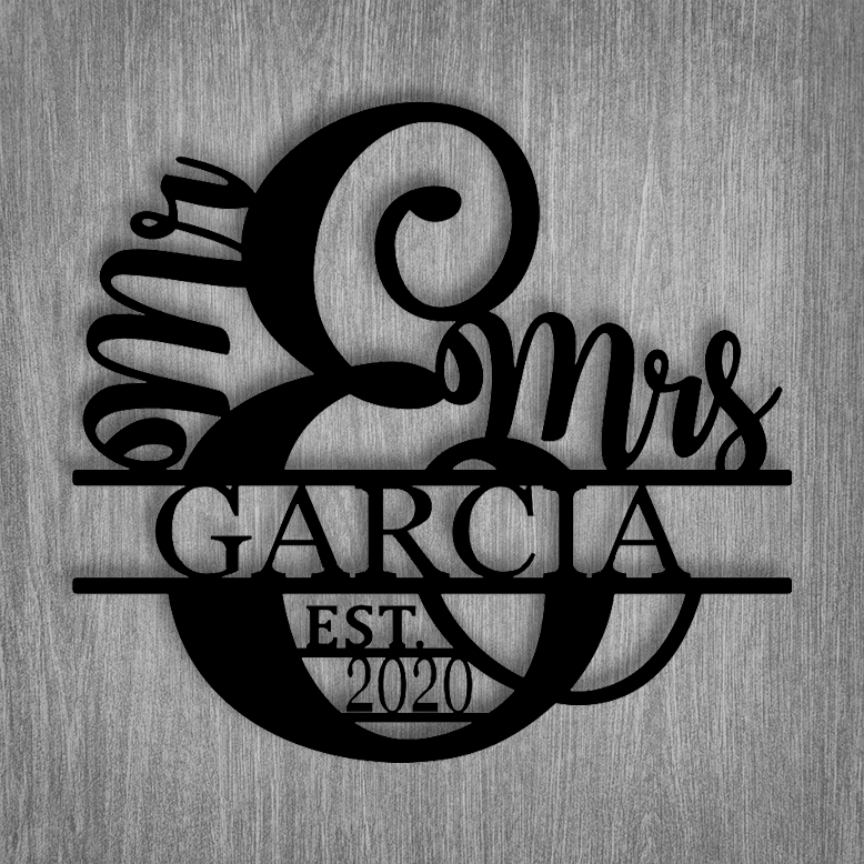 Mr. & Mrs. Monogram with Last Name and Est. Year