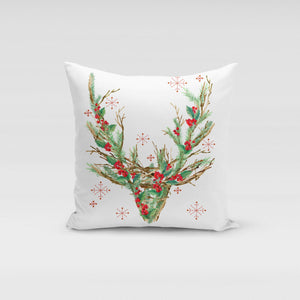 Reindeer Wreath Pillow Cover