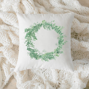 Floral Wreath Watercolor Pillow