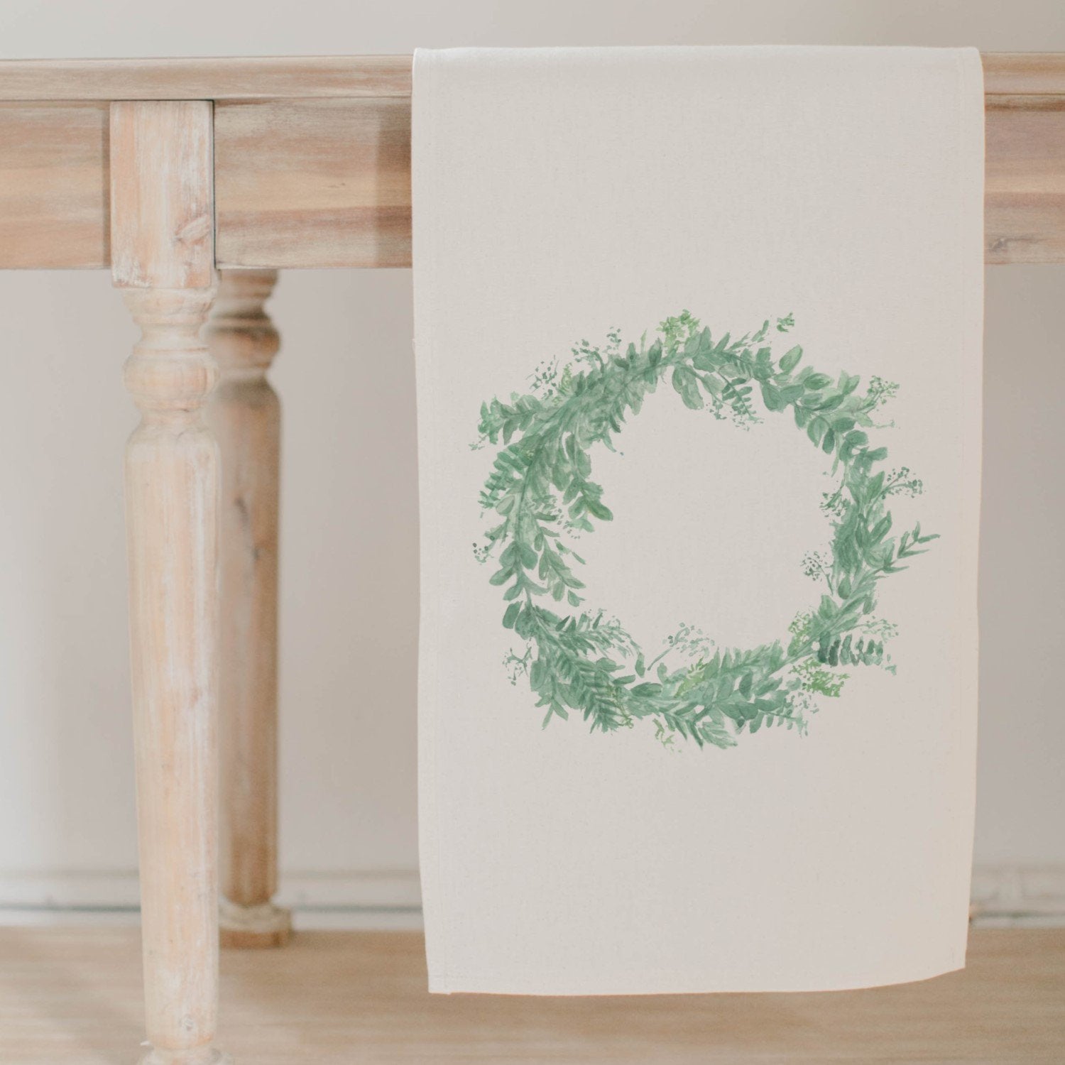 Floral Wreath Watercolor Table Runner